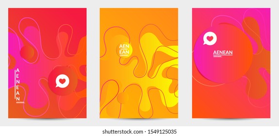 Abstract geometric flyer with vanishing waves. Modern template for social media banner. Contemporary material design with realistic shadow over flat gradient background