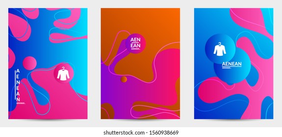 Abstract geometric flyer with vanishing waves. Modern template for social media banner. Contemporary material design with realistic shadow over flat gradient background