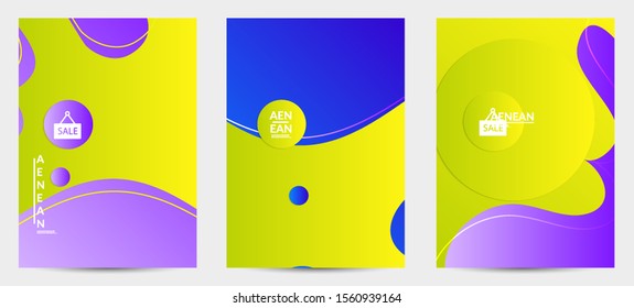 Abstract geometric flyer with vanishing waves. Modern template for social media banner. Contemporary material design with realistic shadow over flat gradient background