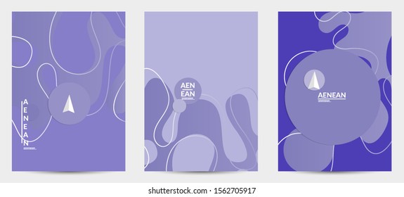 Abstract geometric flyer with vanishing waves. Modern template for social media banner. Contemporary material design with realistic shadow over flat gradient background