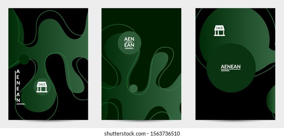 Abstract geometric flyer with vanishing waves. Modern template for social media banner. Contemporary material design with realistic shadow over flat gradient background