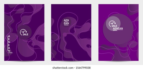 Abstract geometric flyer with vanishing waves. Modern template for social media banner. Contemporary material design with realistic shadow over flat gradient background