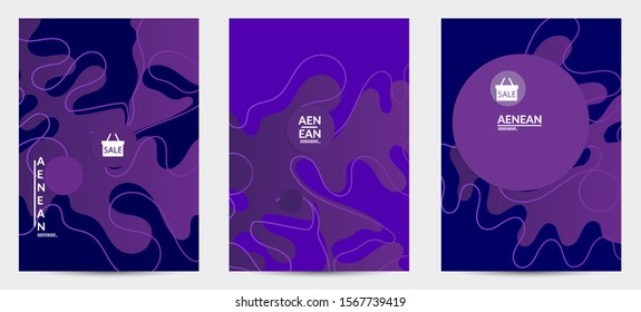 Abstract geometric flyer with vanishing waves. Modern template for social media banner. Contemporary material design with realistic shadow over flat gradient background
