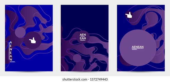 Abstract geometric flyer with vanishing waves. Modern template for social media banner. Contemporary material design with realistic shadow over flat gradient background