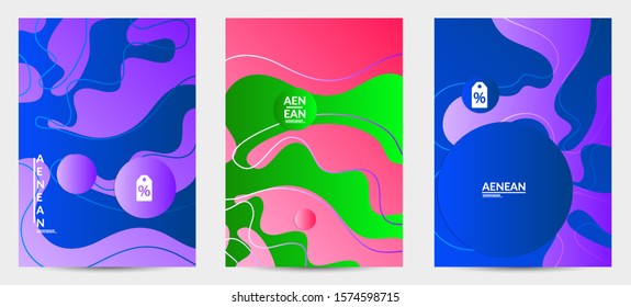 Abstract geometric flyer with vanishing waves. Modern template for social media banner. Contemporary material design with realistic shadow over flat gradient background