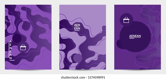 Abstract geometric flyer with vanishing waves. Modern template for social media banner. Contemporary material design with realistic shadow over flat gradient background