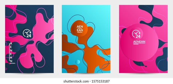 Abstract geometric flyer with vanishing waves. Modern template for social media banner. Contemporary material design with realistic shadow over flat gradient background
