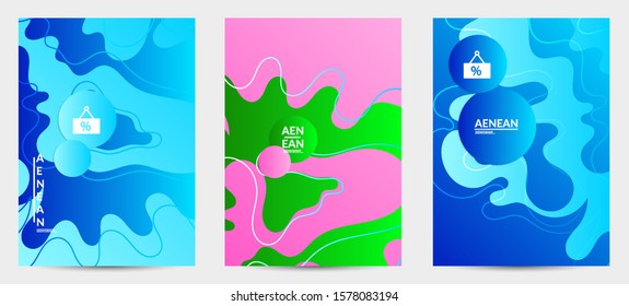 Abstract geometric flyer with vanishing waves. Modern template for social media banner. Contemporary material design with realistic shadow over flat gradient background