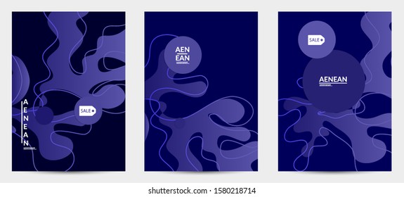 Abstract geometric flyer with vanishing waves. Modern template for social media banner. Contemporary material design with realistic shadow over flat gradient background