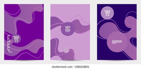 Abstract geometric flyer with vanishing waves. Modern template for social media banner. Contemporary material design with realistic shadow over flat gradient background