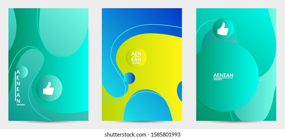 Abstract geometric flyer with vanishing waves. Modern template for social media banner. Contemporary material design with realistic shadow over flat gradient background