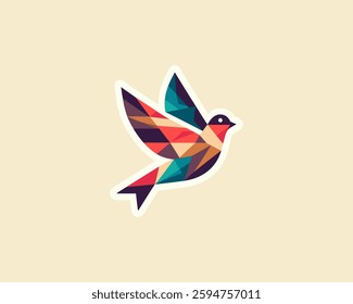 Abstract geometric flying bird logo design icon vector illustration.