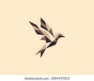 Abstract geometric flying bird logo design icon vector illustration.