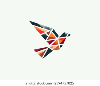 Abstract geometric flying bird logo design icon vector illustration.