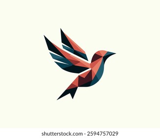 Abstract geometric flying bird logo design icon vector illustration.