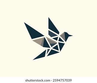 Abstract geometric flying bird logo design icon vector illustration.