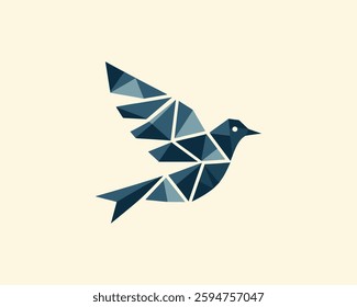 Abstract geometric flying bird logo design icon vector illustration.