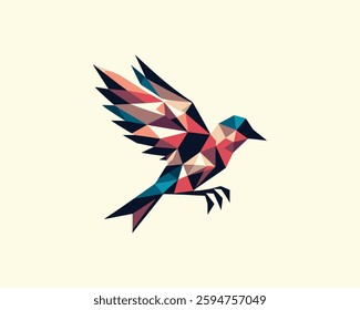 Abstract geometric flying bird logo design icon vector illustration.