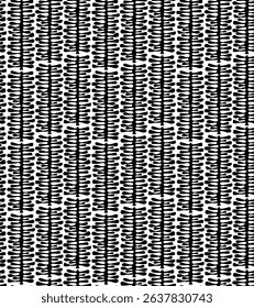 abstract geometric foliage, ink plant leaves black and white seamless pattern, vector illustration endless repeatable texture 