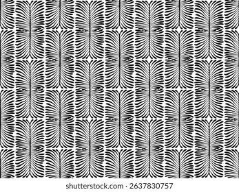 abstract geometric foliage, ink plant leaves black and white seamless pattern, vector illustration endless repeatable texture 