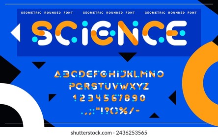 Fuente geométrica abstracta, tipo de letra creativa futura y tipo tecno moderno, letras del alfabeto inglés del vector. Ciencia, tecnología y deporte o futurista fuente de tecnología con letras ABC curvadas negrita mínima