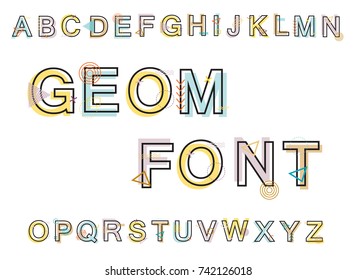 Abstract geometric font set.Vector modern alphabet.