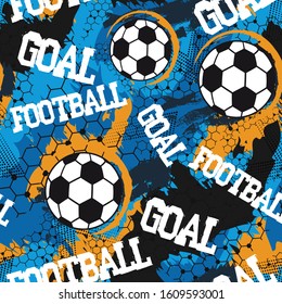 Abstract geometric  Football, soccer ball seamless pattern with vertical fading lines, tracks, halftone stripes. Extreme sport style illustration. Trendy Urban colorful backdrop. Grunge, neon texture 