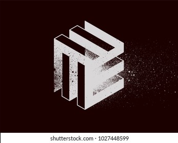 Abstract geometric form background with splash texture. Retro vector illustration.