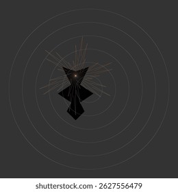Abstract Geometric Form Surrounded by Concentric Circular Light Patterns
