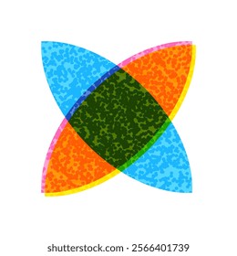 Abstract geometric form. Vector geometric figure. Single shape on white background in risography style