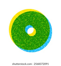 Abstract geometric form. Vector geometric figure. Single shape on white background in risography style. Circle