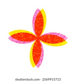 Abstract geometric form. Vector geometric figure. Single shape in risography style. Flower