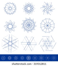 Abstract geometric forms, rotated triangles.