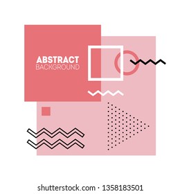 Abstract geometric forms or texture in memphis style. Retro summer squares with background composition dots and triangles.