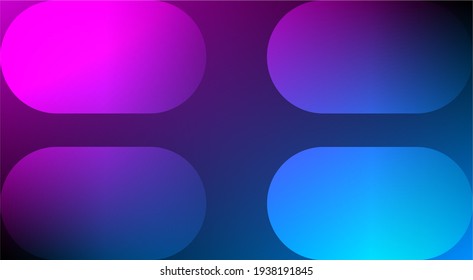 Resumen del diseño de fondo de color azul y rosa del degradado de esquina redondeado de cuatro formas cuadradas geométricas. ilustración vectorial
