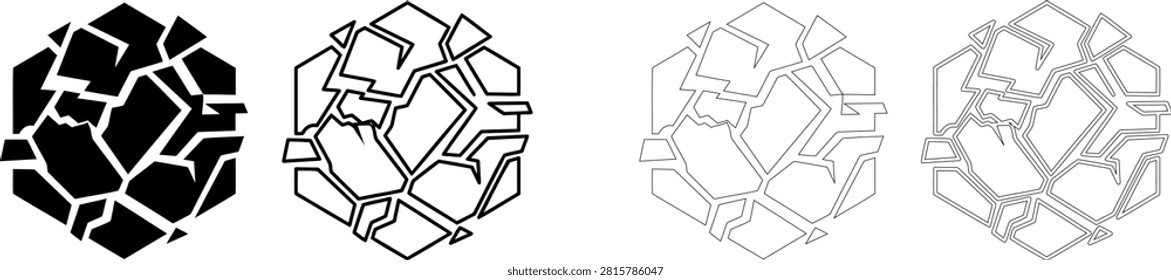 Abstract geometric fractal pattern designs in black and white Editable