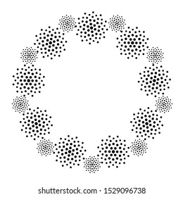 Abstract geometric frame with black round ornament on white background. Template design for web page, textures, card, poster.