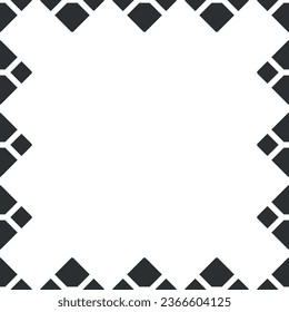 Abstract Geometric Frame Black Tile Formed by Diagonal Squares and Triangles. Transparent Lines