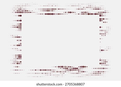 Marco geométrico Abstractas con patrón de diamante pixelado en tonos de marrón y marrón sobre un fondo blanco, elemento de diseño digital moderno