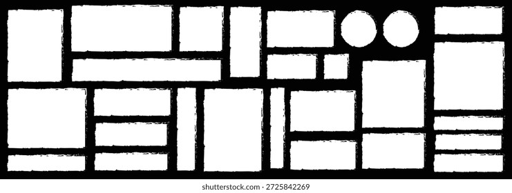 Conjunto de marco geométrico Abstractas con bordes rectangulares minimalistas y contornos circulares para un diseño moderno