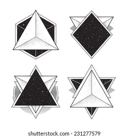 Abstract geometric frames. Hipster style design elements. Vector illustration.