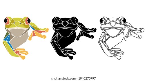 Abstract geometric frog image. Totemic animals portrait. Geometric abstract animals logo