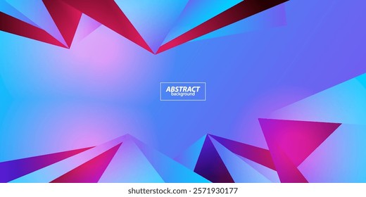 Abstract geometric futuristic background with bright colored triangle gradient colors. Bright blue triangle shape pattern. Vector Eps10