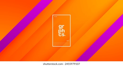 Abstractas fondo geométrico futurista con colorido diseño de fondo de gradiente naranja brillante. Superponer trama de línea púrpura. Vector Eps10