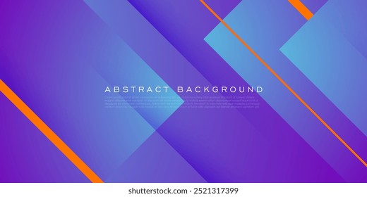 Fundo futurista geométrico abstrato com gradiente roxo colorido e azul sobrepor o design de fundo. Sobrepor padrão de linha laranja. Vetor Eps10