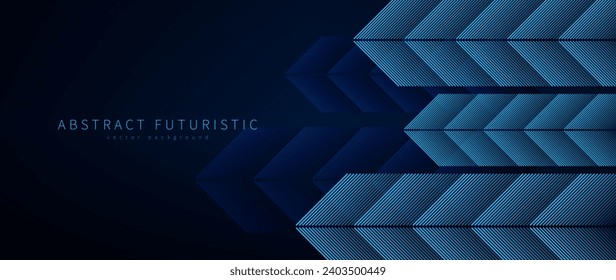 Abstract geometric futuristic background in dark blue tones. Vector poster, banner, cover