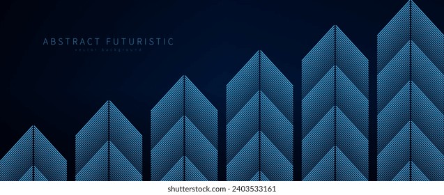 Abstract geometric futuristic background in dark blue tones. Vector poster, banner, cover