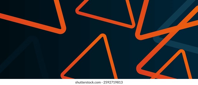 Abstract geometric futuristic background with triangle dark blue and orange gradient overlap shapes pattern background design. 