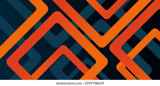Abstract geometric futuristic background with triangle dark blue and orange gradient overlap shapes pattern background design. Triangle orange shape pattern. Eps10 vector