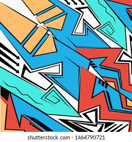 Abstract geometric futuristic bright background,Graffiti drawing style. Vector Illustration, modern decorative design for poster, banner, flyer, cover, web design